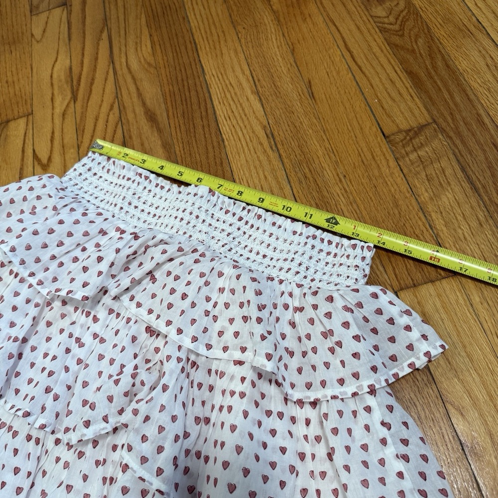 Roller Rabbit Hearts Siggy Tiered Ruffle Smocked Waist Mini Skirt Size Small - Picture 8 of 8